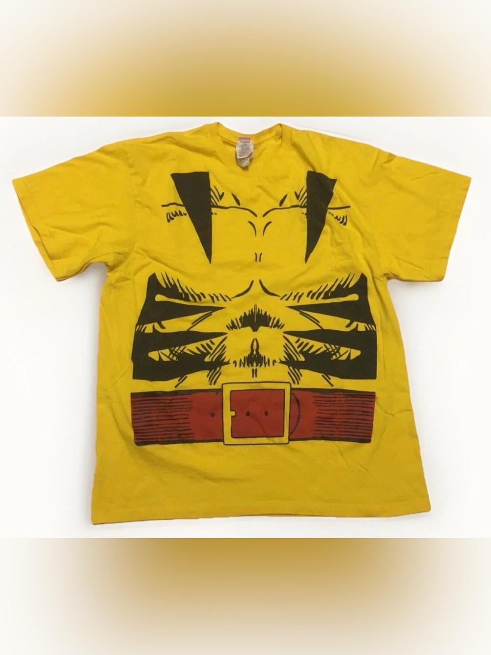 Y2K X-Men Wolverine AOP T-Shirt Size XL Marvel All Over Print Yellow Comic Tee